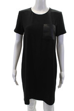 Madewell Womens Front Pockets Zip Back Short Sleeve A-Line Dress Black Size S