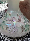 Vtg Artist Signed C. Smith Fenton Ruffled Vase Hand Painted Floral 7" Opalescent
