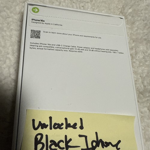 NIB Apple iPhone Black 16E 128GB Unlocked - Sealed - Afbeelding 3 van 4