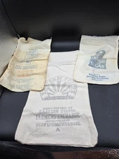 3 Different Vintage Sugar Sacks Salt Logo Craft Projects Cotton Fabric Feedsack