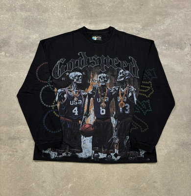 Godspeed Dream Team 24 Long Sleeve T-Shirt Black Skeleton Basketball Graphic