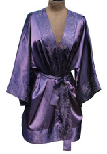 Vintage Victoria  s Secret Gold Label Purple Silky Satin Jacquard Robe OSFM