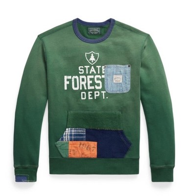 POLO RALPH LAUREN BNWT PATCHWORK CREWNECK SWEATSHIRT FLEECE VINTAGE Medium RL