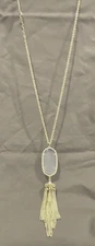 Kendra Scott Rayne Stone Tassel Pendant Necklace Gold with Slate Grey Stone