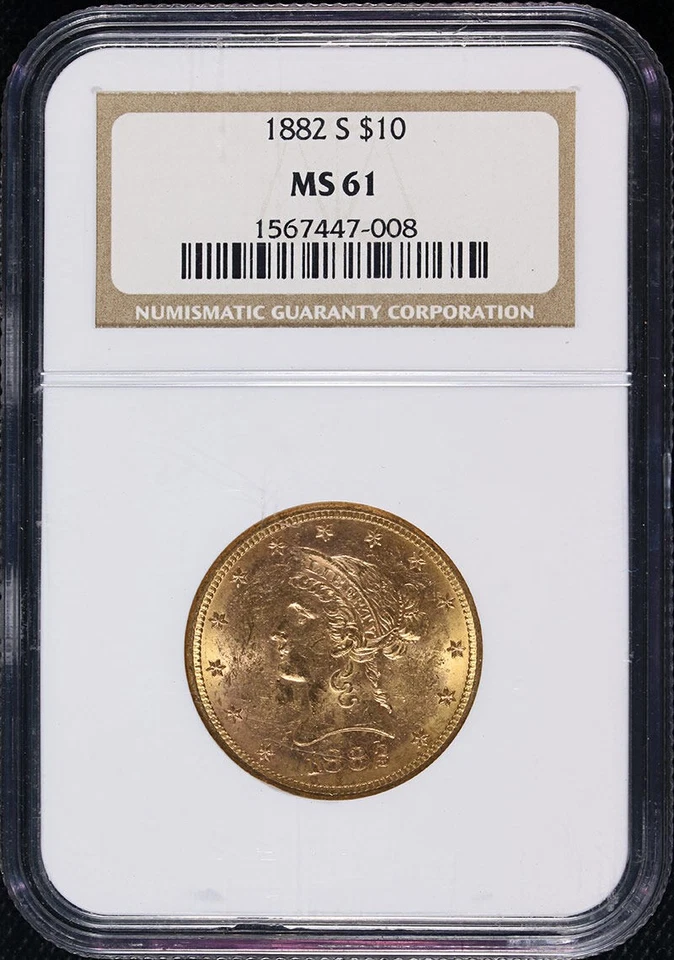 1882-S Liberty Gold $10 NGC MS61 Nice Luster Nice Strike - Image 3 of 4