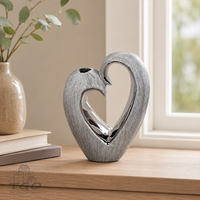 Formano Tischdeko Vase Skulptur Herz Aus Keramik Grau Silber 13Cm-722799