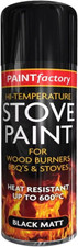 1x 400ml Matt Black Stove Paint Heat Resistant for Fireplaces, BBQs & Metal