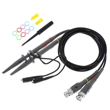 2Pcs P6020 Upgraded Oscilloscope Clip Probes Kit 20Mhz Fully Insulated BNC End P