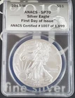 2019-W US Uncirculated Silver Eagle-1 oz .999 Fine Silver-ANACS SP 70