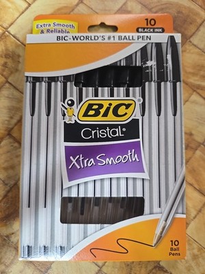 Lot of 2 BIC Cristal Xtra Smooth Ball Pen, Medium, Black 68271, 10 Ct Box