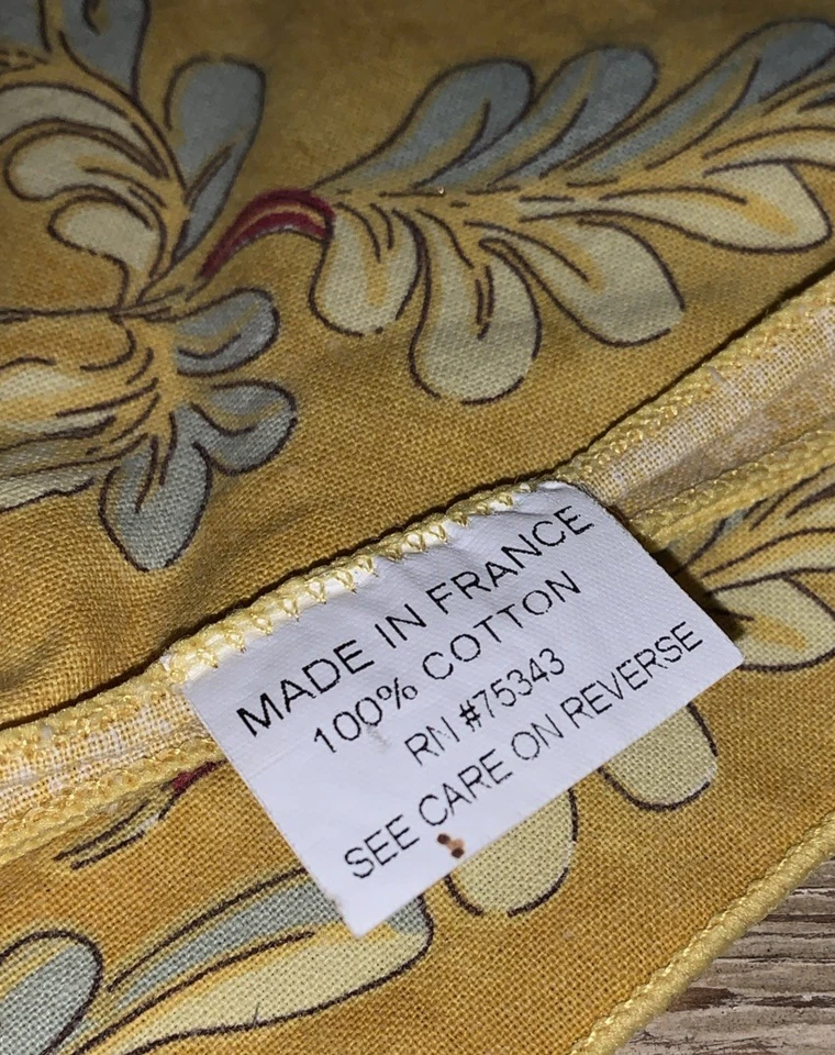 Conjunto de 5 Panos de Algodão Country Francês, Guardanapos, Borda Floral Amarela Provincial - Imagem 2 de 4