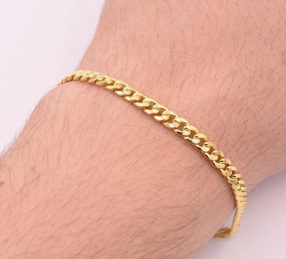 4.5mm Mens Miami Cuban Link Bracelet Real Solid 10K Yellow Gold 8.5" 4.60 grams! - Image 4 of 4