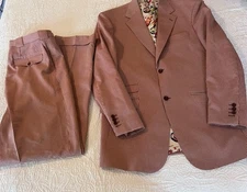 HOLLAND & SHERRY 48 Pink Pinstripe Blazer Pants Suit Guitars Liner Custom Wool