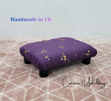 4 inch Handmade Footstool Low 11 cm Purple - UK Made Compact Foot Rest