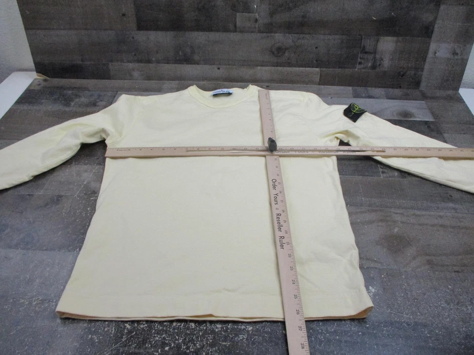 Stone Island Shirt Mens Small Light Yellow Long Sleeve Crewneck Compass Patch - Image 4 of 4