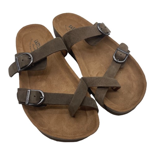 Eastland Womens 6 Sandals Cork Slip On Tiogo Olive Brown Leather Straps