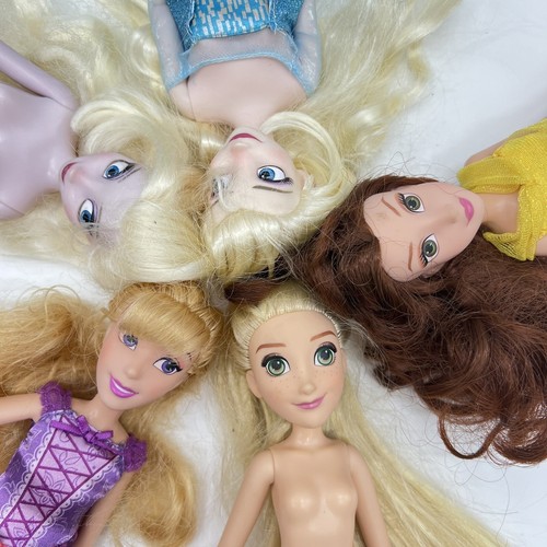 Disney Princess Doll Lot Of 5 Frozen Ana Tangled Repunzle Beauty Belle Toy