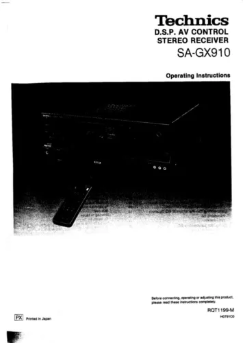 Technics SA-GX910 Receiver Owners Instruction Manual Reprint