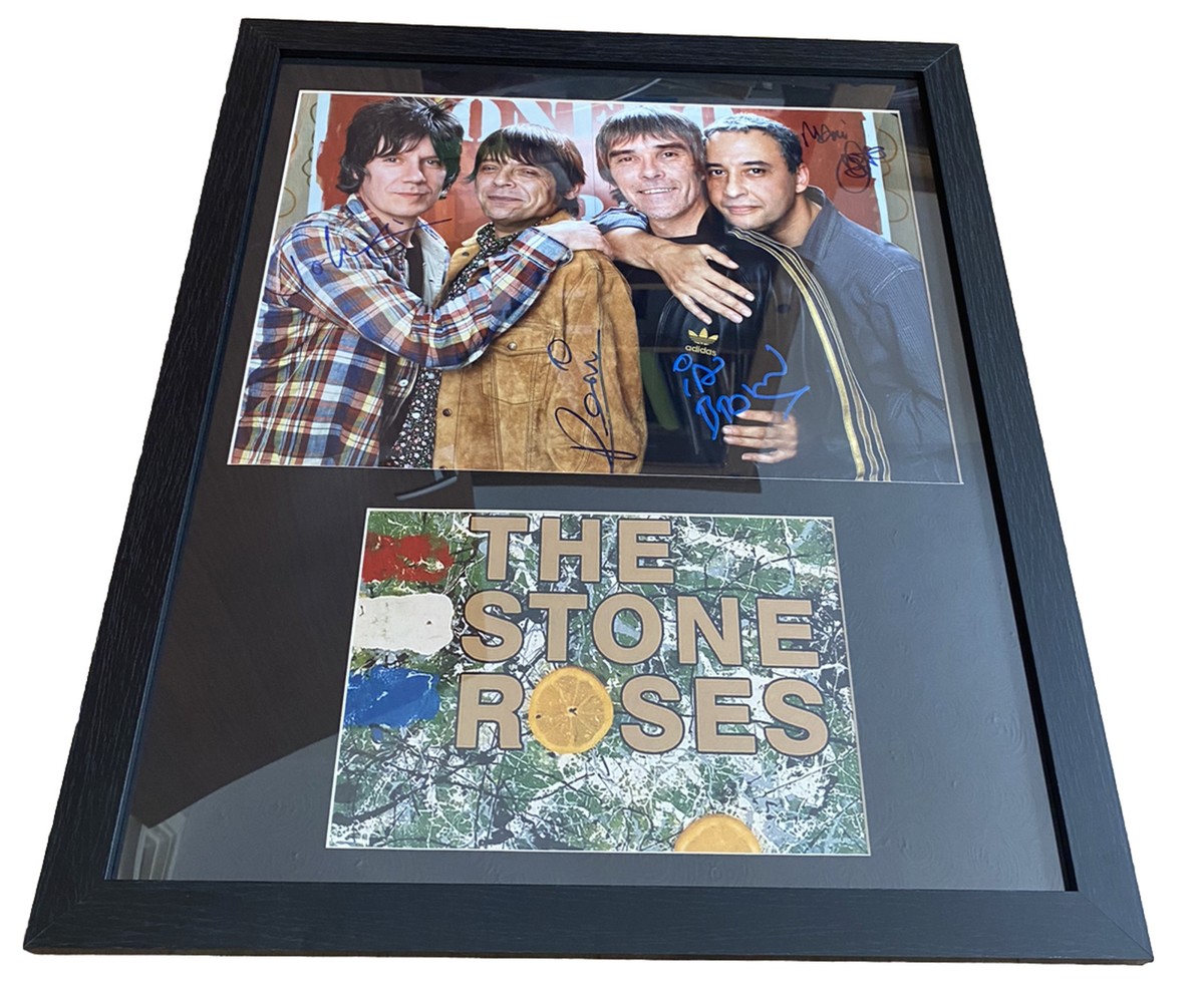Stone Roses **HAND SIGNED** 16x20 Framed Display ~ AUTOGRAPHED
