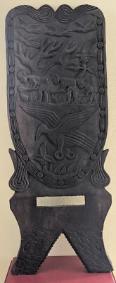 Vintage African Wooden Chair Fishing Birthing Wood Carved Art 44''x16.5'' No Base