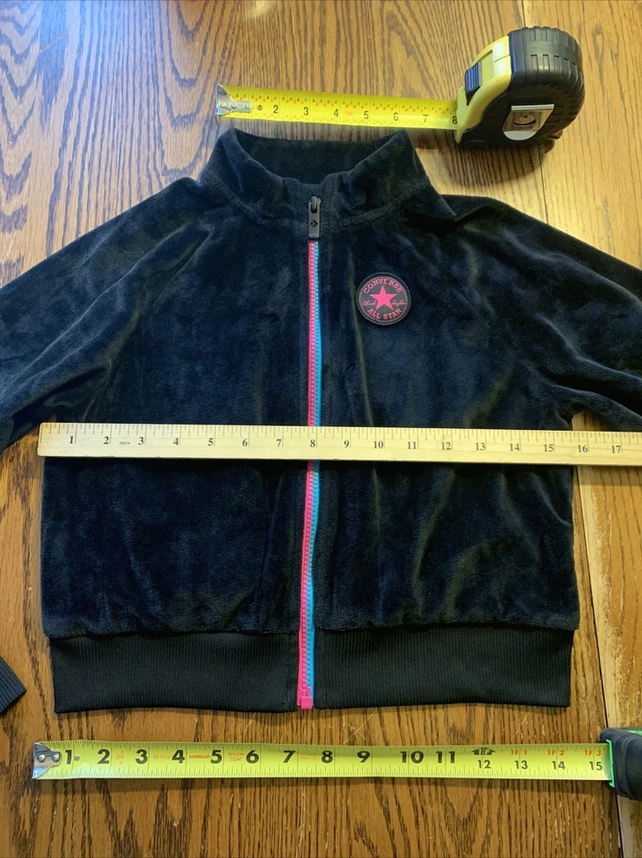 Chaqueta Converse Niños Terciopelo Negro Cremallera con Acentos Azul y Rosa/Talla: M (10-12) Foto 4 de 4