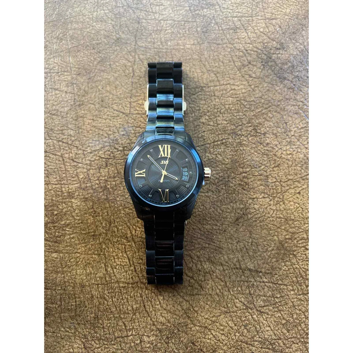 JBW Men s Bond Black Stainless Steel Diamond Bracelet Watch eBay