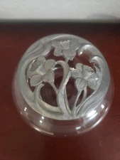 Vintage Newport Collection Potpourri Bowl & Glass Pewter Flower Daffodil Lid