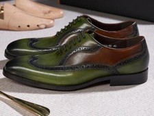 Men's fashionable British trendy color block pointed toe formal leather shoes 