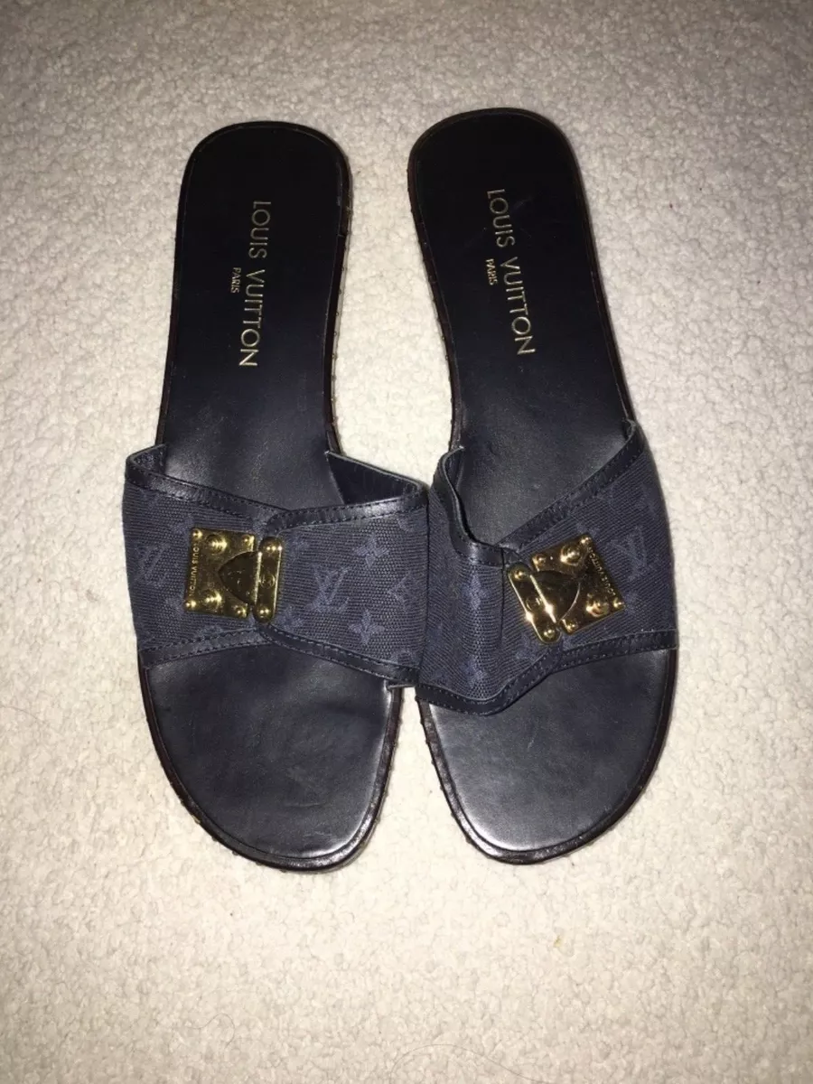 Usado Louis Vuitton Preto Sandálias de Madeira Sapatos Slide Tamanho 9 1/2  EUA