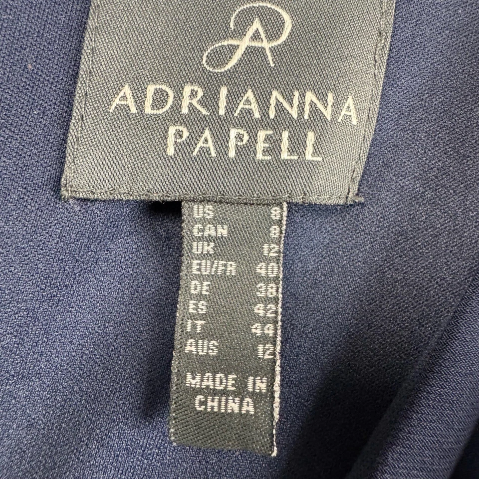 Vestido de noche Adrianna Papell para mujer talla 8 manga larga con cuentas volantes azul Foto 2 de 4