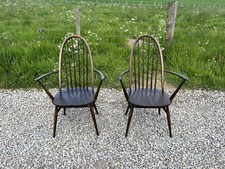 A Pair of Vintage Ercol  Windsor Armchairs / Carver Chairs