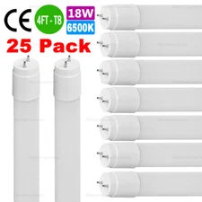 25-Pack 4FT T8 LED Tube Light Fluorescent Replacment Daylight Milky Cover 6500K