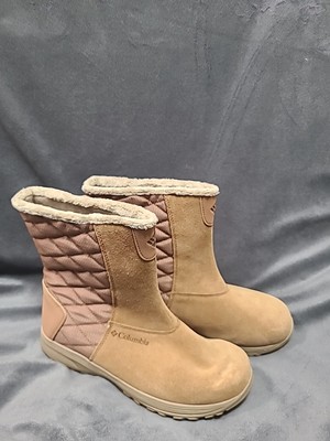 Columbia Suede Boots Womens Size 9.5 US Pull On light Brown Waterproof Comfort