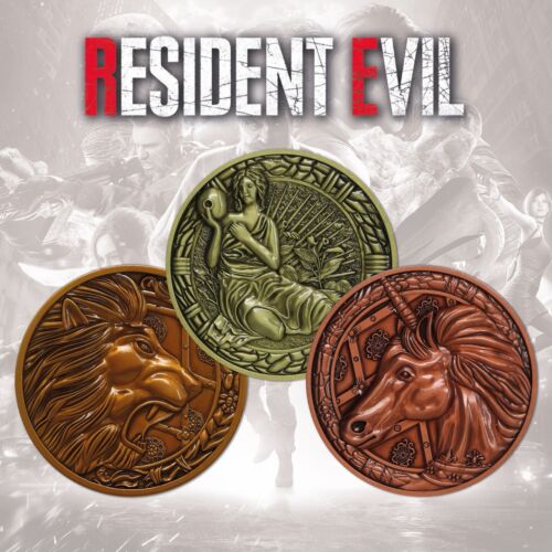 Resident Evil 2 R.P.D. Embossed Medallions Collector Set DIsplay Stands INCLUDED - Afbeelding 1 van 6