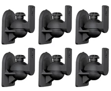 6 Pack Lot - Universal Satellite Speaker Black Wall Mount Brackets fits Bose
