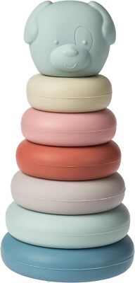 Mary Meyer Baby Toddler Simply Silicone Stacking Rings for 6+ Months, 6'', Puppy