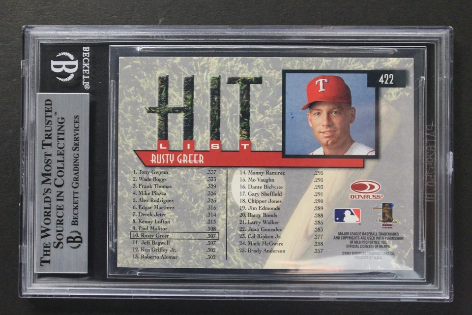 Rusty Greer Mr. Texas Ranger Autographed 1997 Donruss #422 Signed BAS - Image 2 of 3