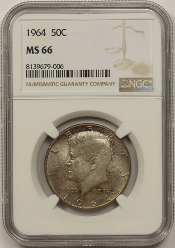 1964 50C NGC MS 66 (Toned) Silver Kennedy Half Dollar