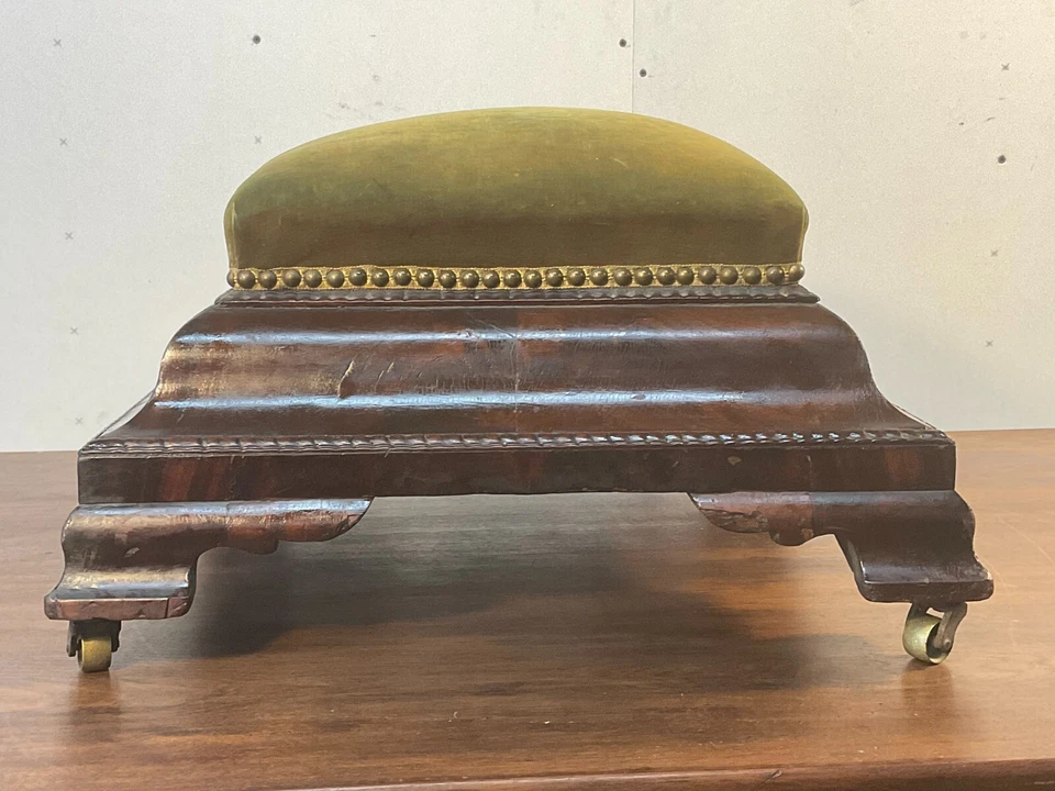 antiguo clásico imperio taburete de pie llama caoba banco rara forma ogee Foto 4 de 4