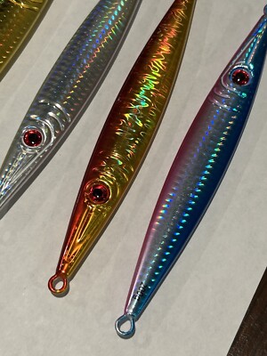Set Of 4 200 Gram Slow Pitch Fast Fall Jig Fishing Lure Tuna Mahi Big Game Fish Set Of 4 200 Gram Slow Pitch Fast Fall Jig Fishing Lure Tuna Mahi Big Game Fish