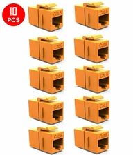 10 CAT6 Keystone Ethernet RJ45 Network Coupler Cable Wall Plate Extender Orange