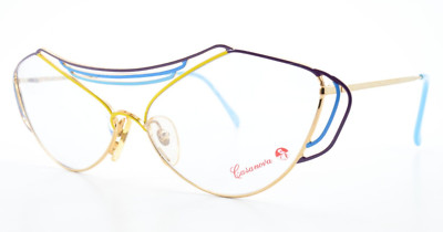 CASANOVA Brille Mod. LC 9 C. 04 58/18 Lila Blau Gold Cat-Eye Butterfly Italy 90s