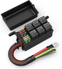 12V Relay Box 6 Way Relay Fuse Box 12 AWG Pre-Wired Waterproof Relay Box 6 Slot