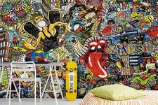 3D Abstract Graffiti Wallpaper Wall Mural Removable Self-adhesive Sticker9401