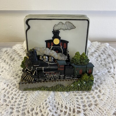 3D Train Coaster Set 4 Coasters W/Stand A Richesca Hand Painted Resin And Cork