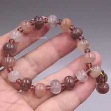 1pcs Natural Lighter Imperial Jade Pumpkin Ball 10mm Brown Beaded Bracelet
