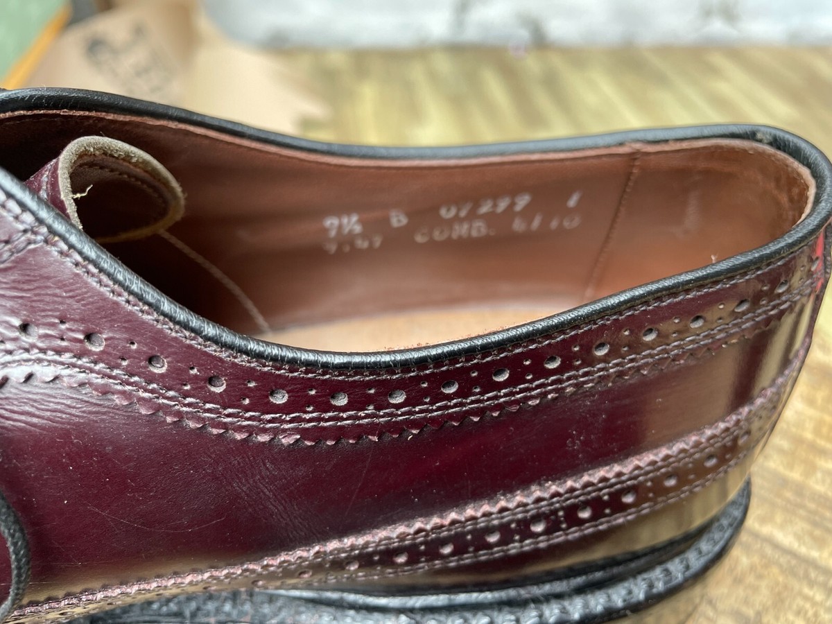 ALLEN EDMONDS CORDOVAN MacNeil Burgundy Longwing Wingtips Shoes 9097 9 1/2B Vintage 80s Allen Edmonds Macneil Burgundy Shell Cordovan  main image 2