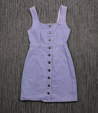 Urban Outfitters Denim Dress Womens 00 Purple Button Front Vintage 90s Adorable