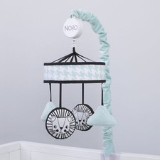 NoJo Roar Lions Aqua/Black and White Crib Musical Mobile