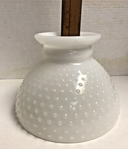 Vintage White Milk Glass Hobnail Hurricane Oil Lamp Shade 7.75” by 5.75” Tall
